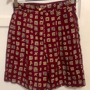 NEW RALPH LAUREN 90’s Aesthetic Trouser MOM SHORTS SZ 6/S BURGUNDY SQUARES